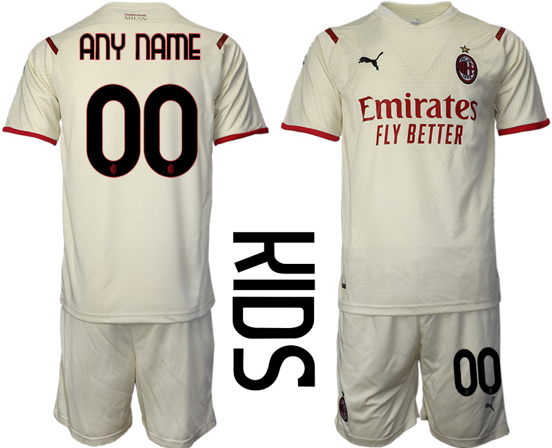 Youth 2021-2022 Club AC Milan away cream customized Soccer Jersey